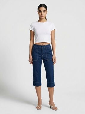 Chloé Blue Capri Jeans Cropped Straight Leg High Rise Size EU 36